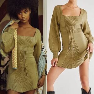 Free People | Dresses | Free People Emmaline Sweater Dress Olive Green |  Poshmark
